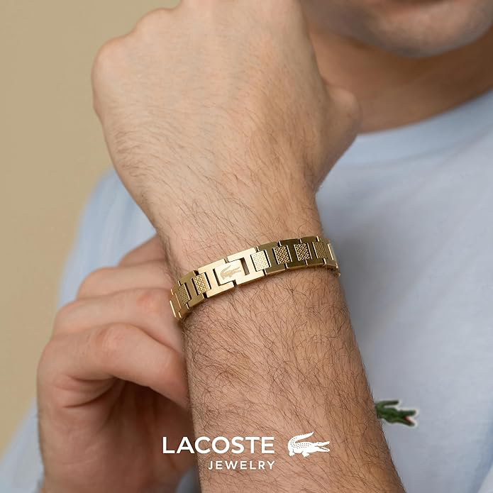 Lacoste Bracelet à maillons Collection METROPOLE Embelli avec motif petit piqué - Disponible pour homme et femme