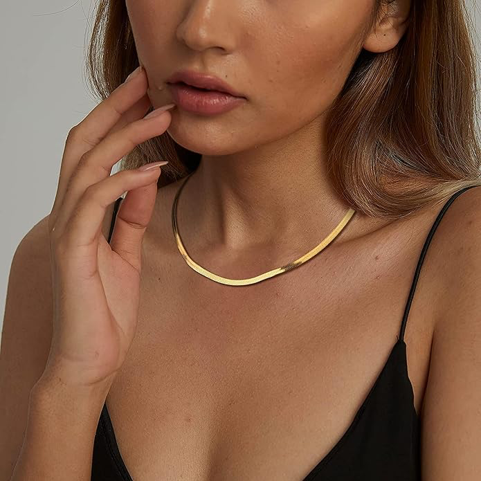 Collier Or Chaine Serpent Plaqué Or 14 Carats pour Femme