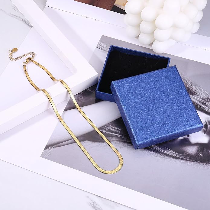 Finrezio Collier Or Chaine Serpent Plaqué Or 14 Carats pour Femme