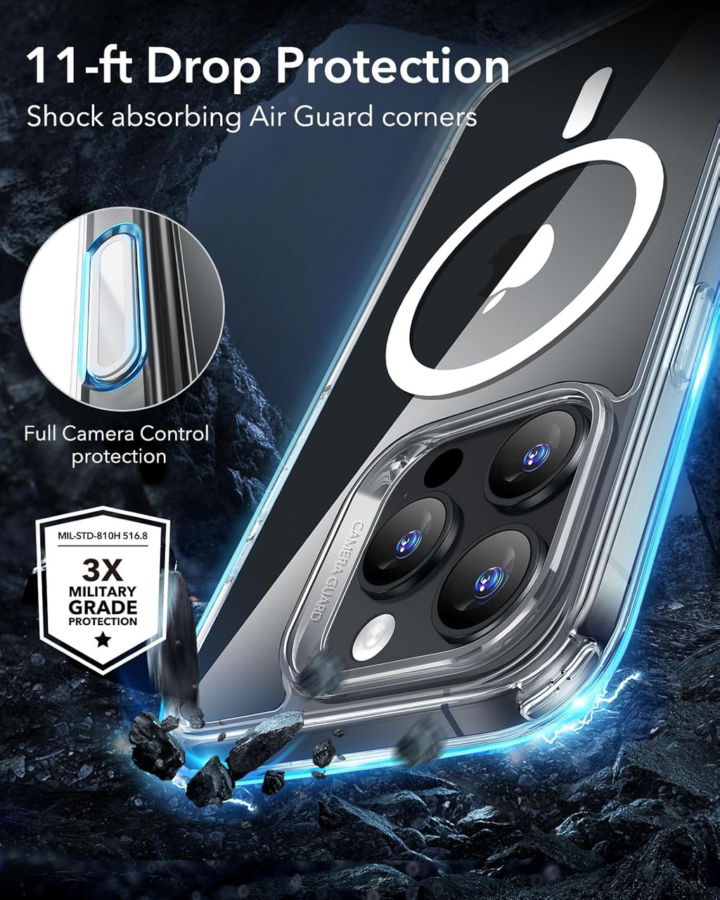 Coque pour iPhone 16 Pro Max, Commande de la caméra, Compatible MagSafe, Protection Anti-Choc Militaire