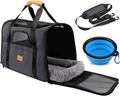 Sac Transport Chat Chien, Caisse de Transport Chat Respirant et Pliable Cage Transport Chat avec Matelas en Peluche Amovible + Bol (Accepté au Maximum 15lbs/7kg，44 * 31 * 34cm)