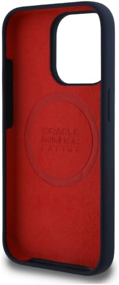 Coque pour iPhone 15 Pro 6,1" Bleu Marine Licence Silicone Anneau Rouge Compatible avec MagSafe
