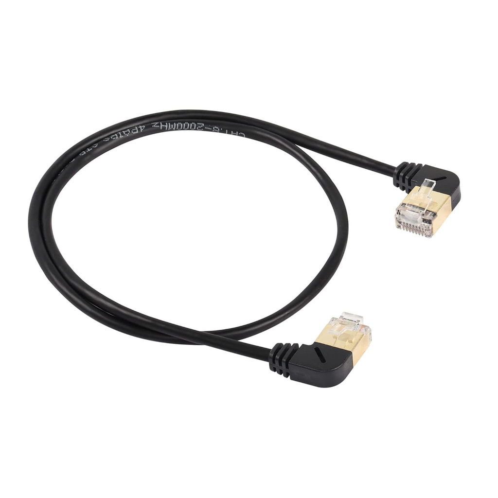Câble Ethernet RJ45 Cat8, 90 degrés mâle vers mâle, câble réseau haut débit Cat8, 40 Gbit/s 2000 MHz SFTP pour routeur, modem et serveur (gauche à droite)