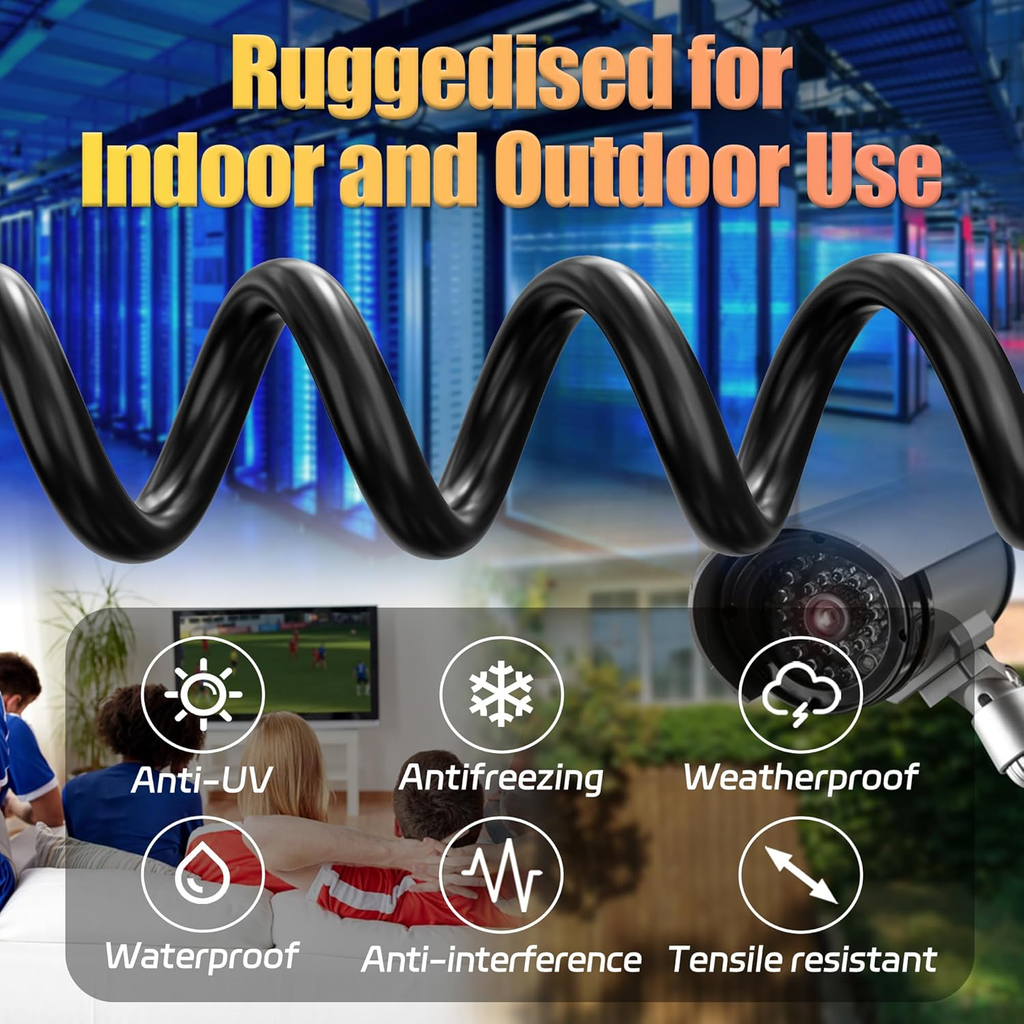 Cable Ethernet 20m Cat 6, Câble Rj45 20m Blindé Haute Vitesse Cable Reseau Gigabit Extérieur Imperméable Câble LAN FTP 23AWG Noir Câbles Internet pour Routeur Switch Modem PS5/4 -1000Mbps Cables