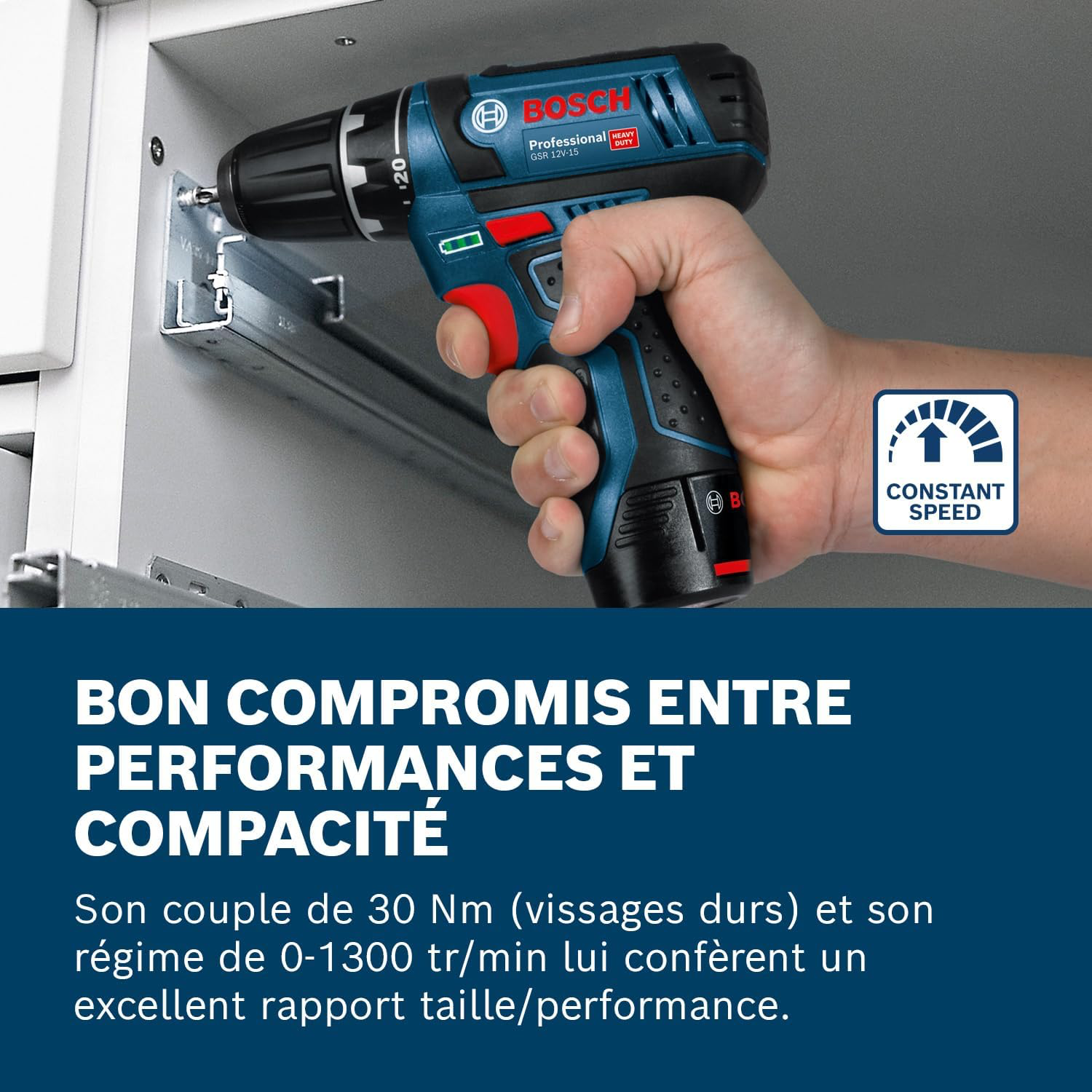 Bosch Professional 12V System perceuse-visseuse sans-fil GSR 12V-15 (avec 2 batteries 2,0 Ah, chargeur, set d’accessoires 39 pièces, sacoche d’outils)