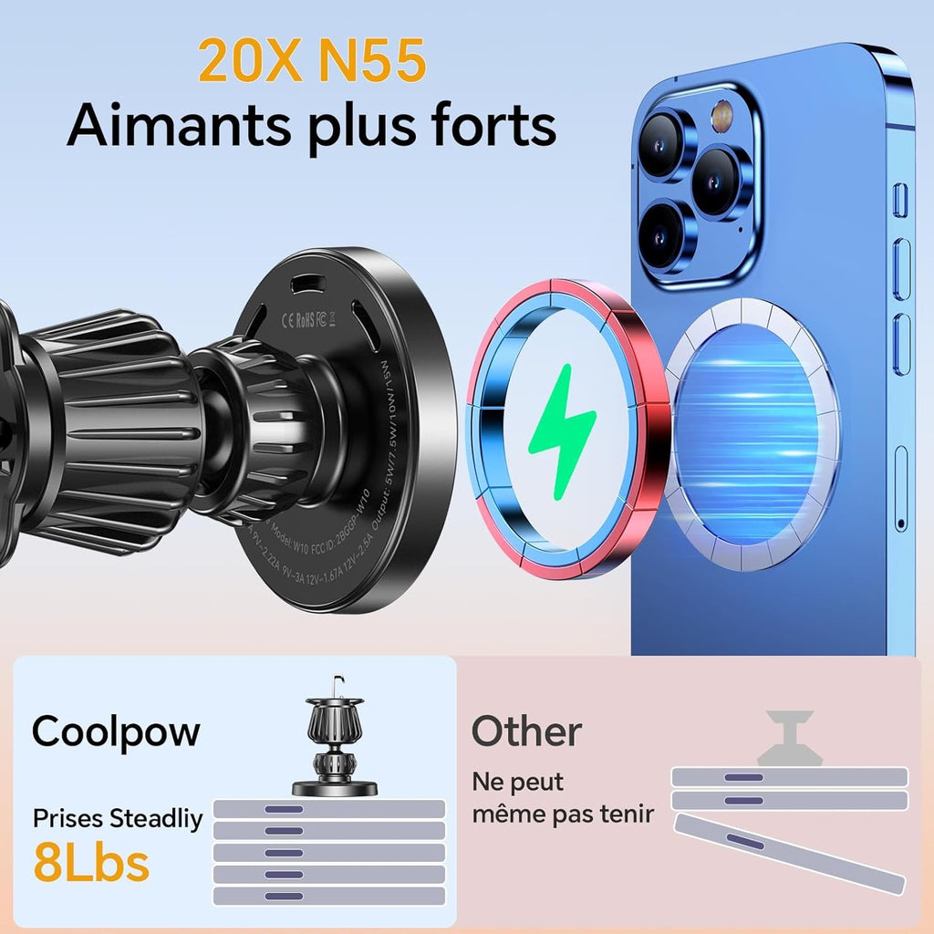 15W Support Telephone Voiture Induction【Super Aimants】
