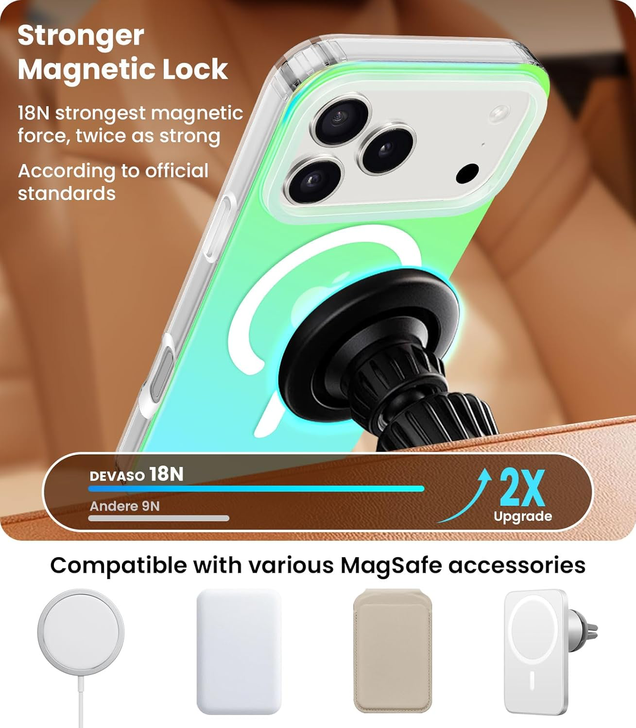 Coque Magnétique pour iPhone Air Compatible avec MagSafe Case, Étui Translucide Mat Arrière Protection Antichoc Militaire Anti-Rayures Housse(Vert Aurore)