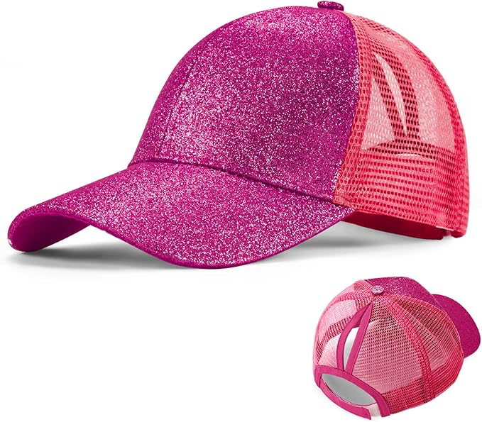 Casquettes de Baseball pour Filles Respirante Ajustable Légère Anti-Soleil Chapeau de Soleil D'été Un Trou pour Queue de Cheval Casquette de Sport pour Le Sport Vacance Plage