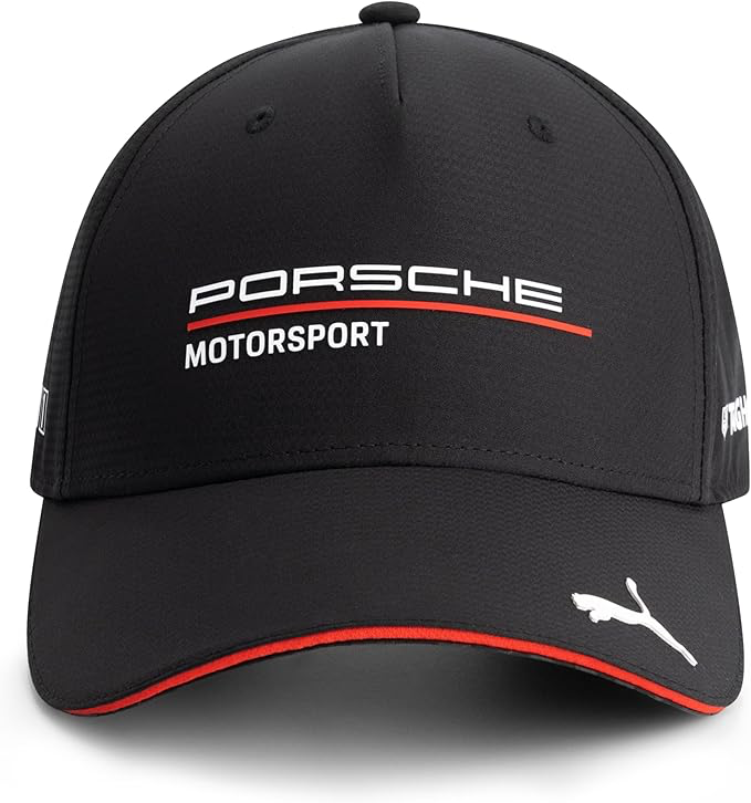 Porsche Motorsport Casquette d'équipe avec visière incurvée et Logos Porsche Motorsport et Sponsors, y Compris Un Logo sur la visière