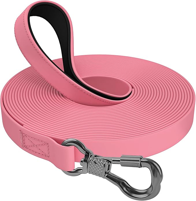Longe pour Chien, 5M 10M 15M 20M 25M Laisse de Dressage étanches pour Chiens, Laisse pour Chien avec Mousqueton Verrouillable, Longe Robuste pour Petits, Moyens et Grands Chiens