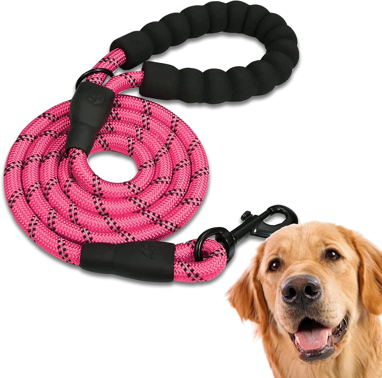 Laisse Chien, Laisse de Dressage pour Chien, Rembourrée, Poignée Souple, Corde pour Chiots et Petits, Moyens et Grands Chiens, 1,2 et 1,5 mètres (2.2 M, Rouge)