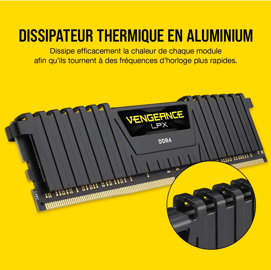 Corsair Vengeance LPX DDR4 RAM 32Go (2x16Go) 3200MHz CL16 Intel XMP 2.0 Mémoire d'ordinateur - Noir