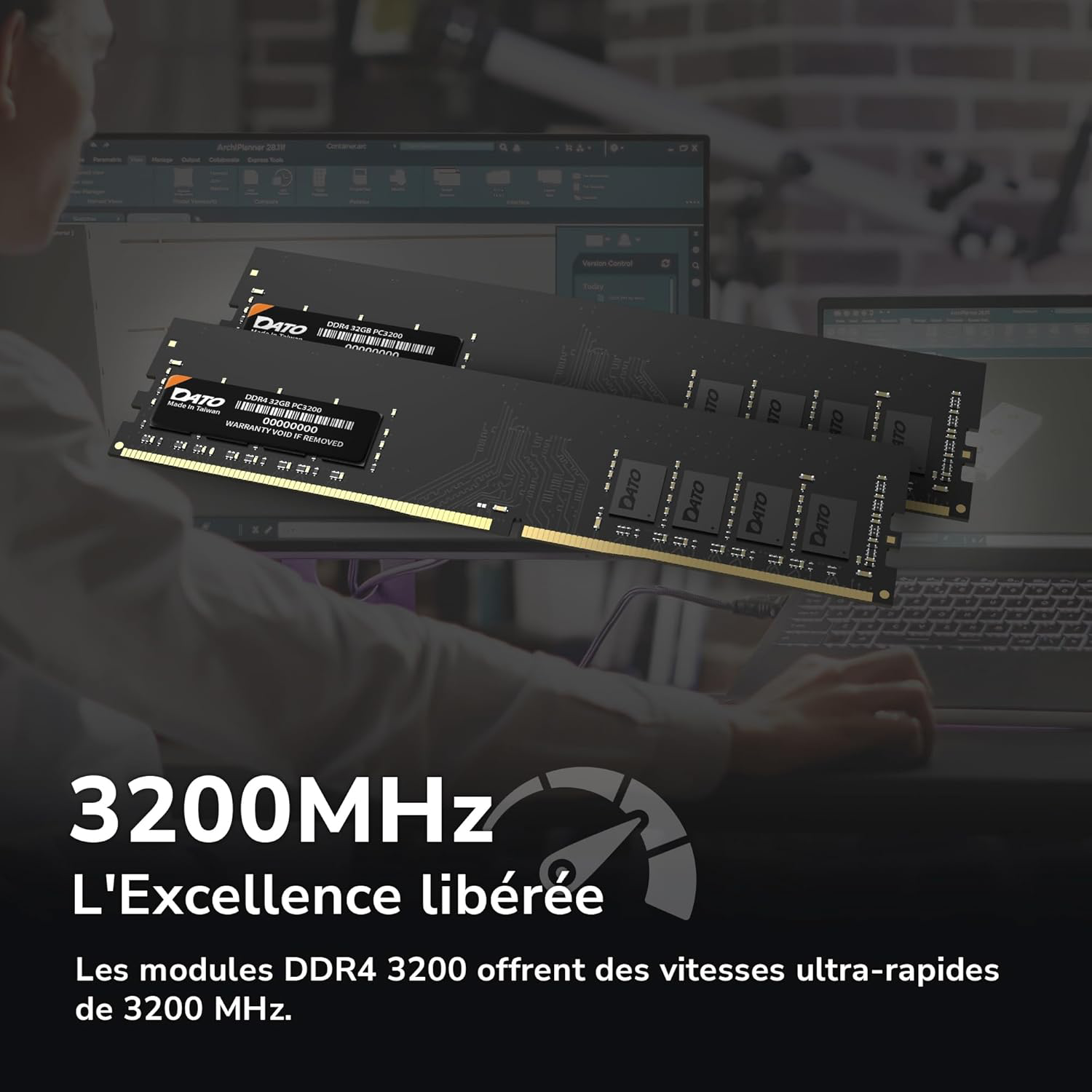 DATO 8Go DDR4 3200MHz PC4-25600 Non-ECC 1.2V CL22 288 Broches UDIMM pour Ordinateur de Bureau Module de mémoire Mise à Niveau