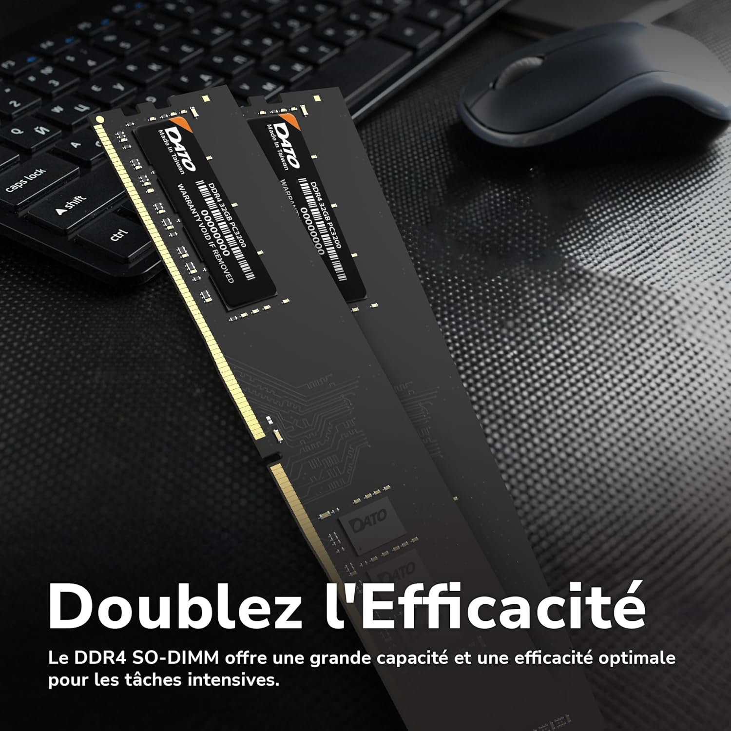 DATO 8Go DDR4 3200MHz PC4-25600 Non-ECC 1.2V CL22 288 Broches UDIMM pour Ordinateur de Bureau Module de mémoire Mise à Niveau