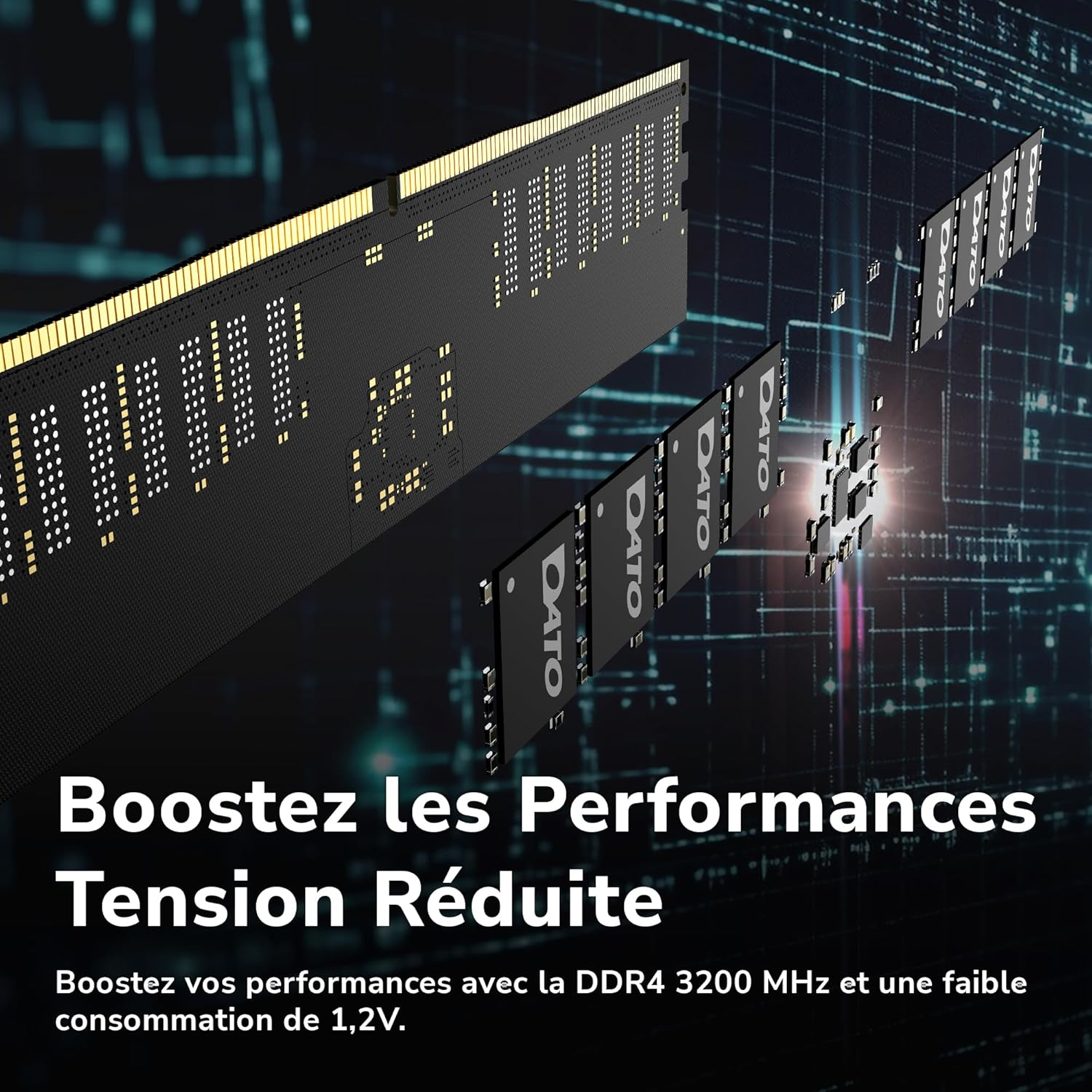 DATO 8Go DDR4 3200MHz PC4-25600 Non-ECC 1.2V CL22 288 Broches UDIMM pour Ordinateur de Bureau Module de mémoire Mise à Niveau