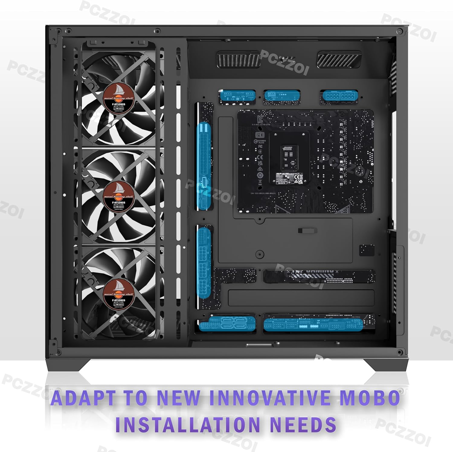 Boîtier PC - 4 ventilateurs préinstallés, boîtier de jeu ATX Mid Tower - Boîtier d'ordinateur avec partie latérale ouverte en verre trempé noir G500