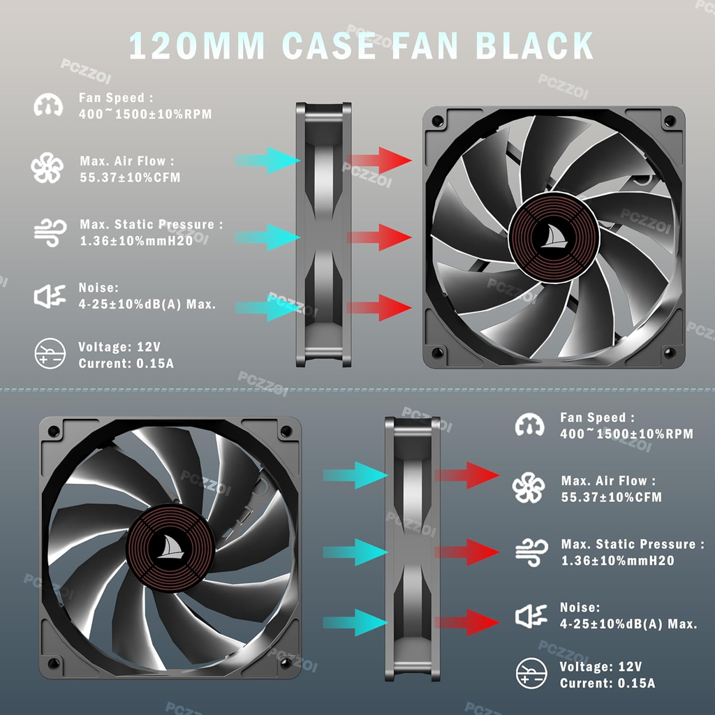 Boîtier PC - 4 ventilateurs préinstallés, boîtier de jeu ATX Mid Tower - Boîtier d'ordinateur avec partie latérale ouverte en verre trempé noir G500