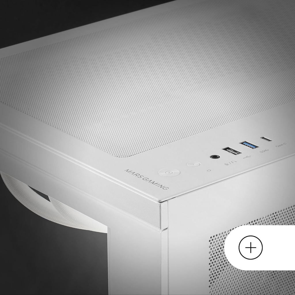 Boîtier Gaming Custom ATX, Triple Verre Trempé Amovible, Double Caméra, Semi-Tour Compatible avec Cartes-mères à Connecteurs Inversés, Support Refroidissement Liquide, Blanc