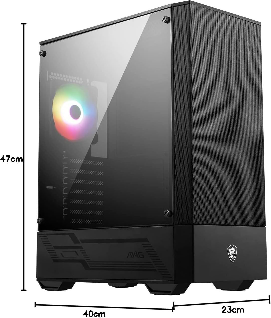 MSI MAG Forge 110R Boitier PC Gaming Moyen Tour Noir, 1x Ventilateur 120mm ARGB, Panneau Latéral en Verre Trempé, ATX, mATX, Mini-ITX