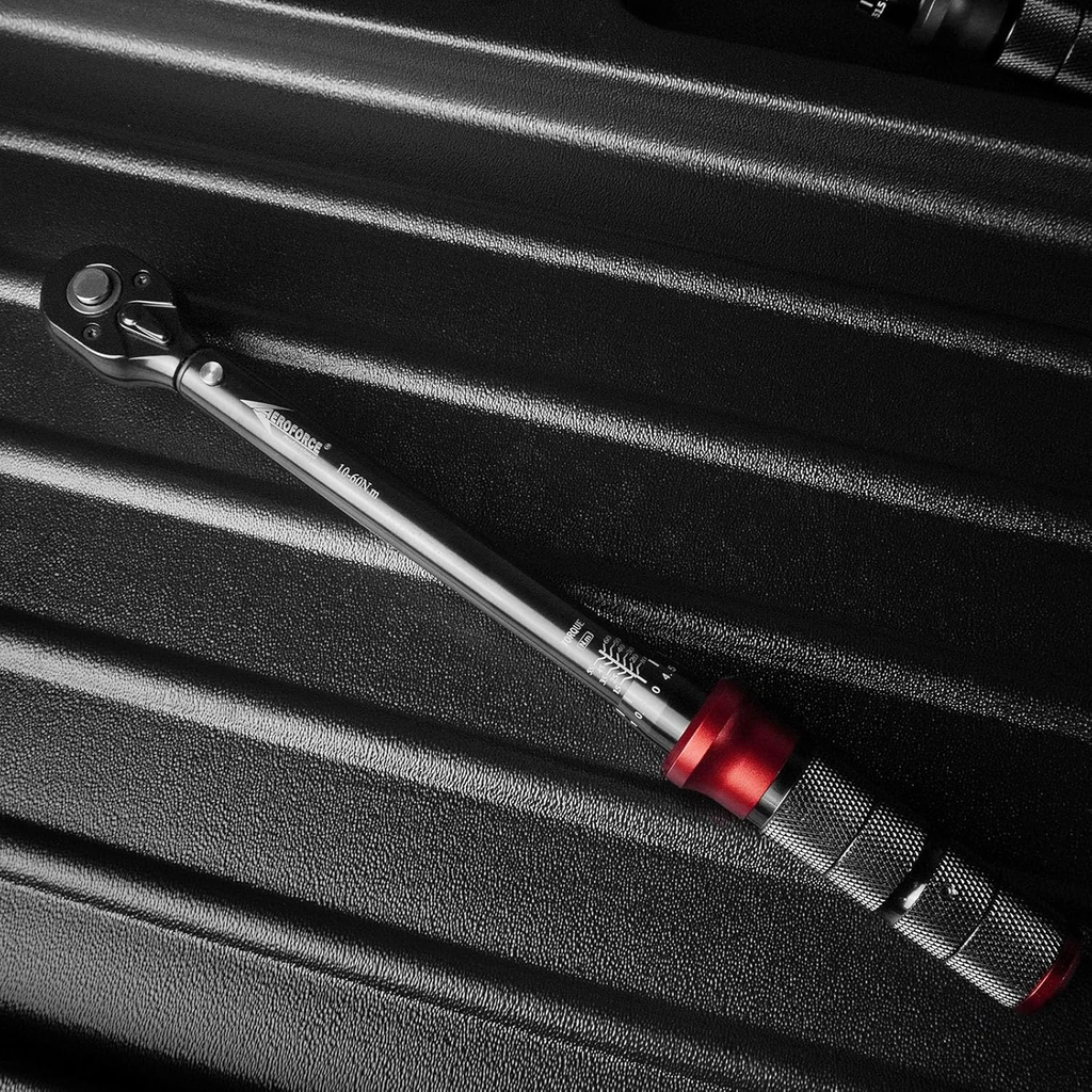 AEROFORCE Clé Dynamométrique 1/4" & 3/8" & 1/2", Clé Dynamométrique 5-25Nm, 10-60Nm, 20-220Nm, Précision ±3% avec 72 Dents Tête à Cliquet Réversible, 3 Pièces Kit D'entretien pour Vélo Moto y Auto