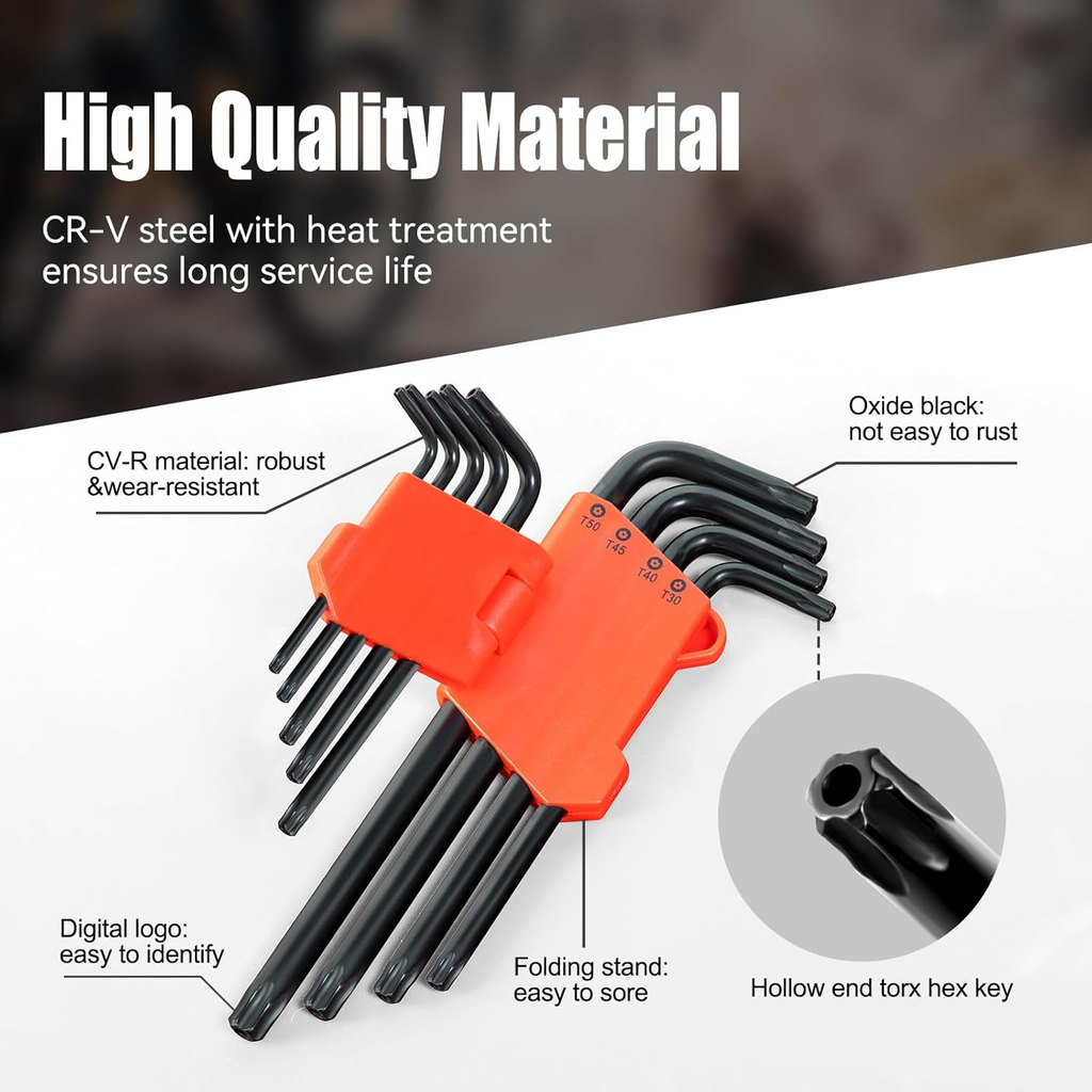 Jeu de Clé Allen, 22PCS Métrique Clé Allen & Clés Torx Set de Clés Hexagonales HX 1,27mm -10mm & TX T10 -T50 Professionnelles Portable Pour Réparation de vélo voiture, Moto, Automobile