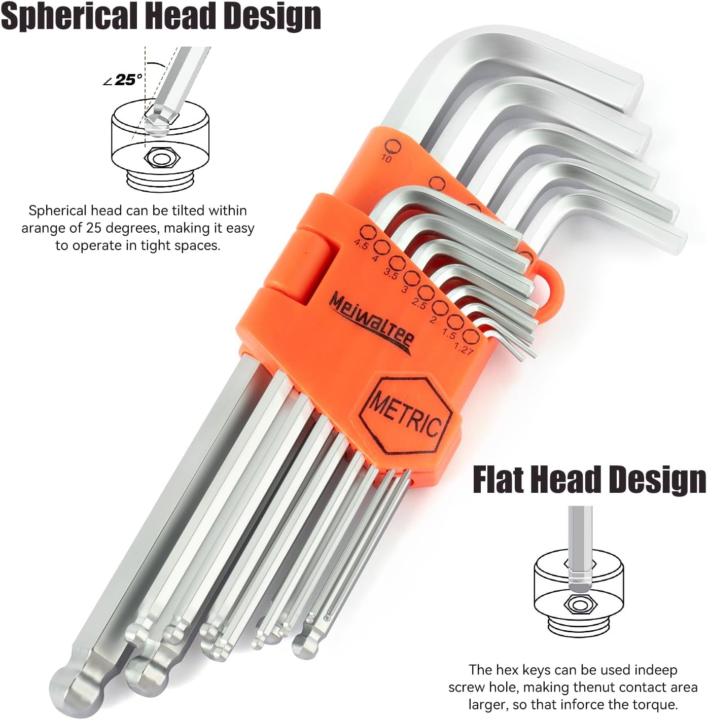 Meiwaltee Jeu de Clé Allen, 22PCS Métrique Clé Allen & Clés Torx Set de Clés Hexagonales HX 1,27mm -10mm & TX T10 -T50 Professionnelles Portable Pour Réparation de vélo voiture, Moto, Automobile