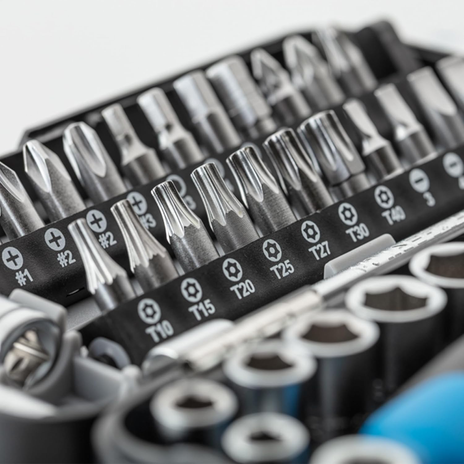 Högert HT1R462 Coffret à outils Jeu de douilles tournevis à cliquet Noir/bleu 1/4"