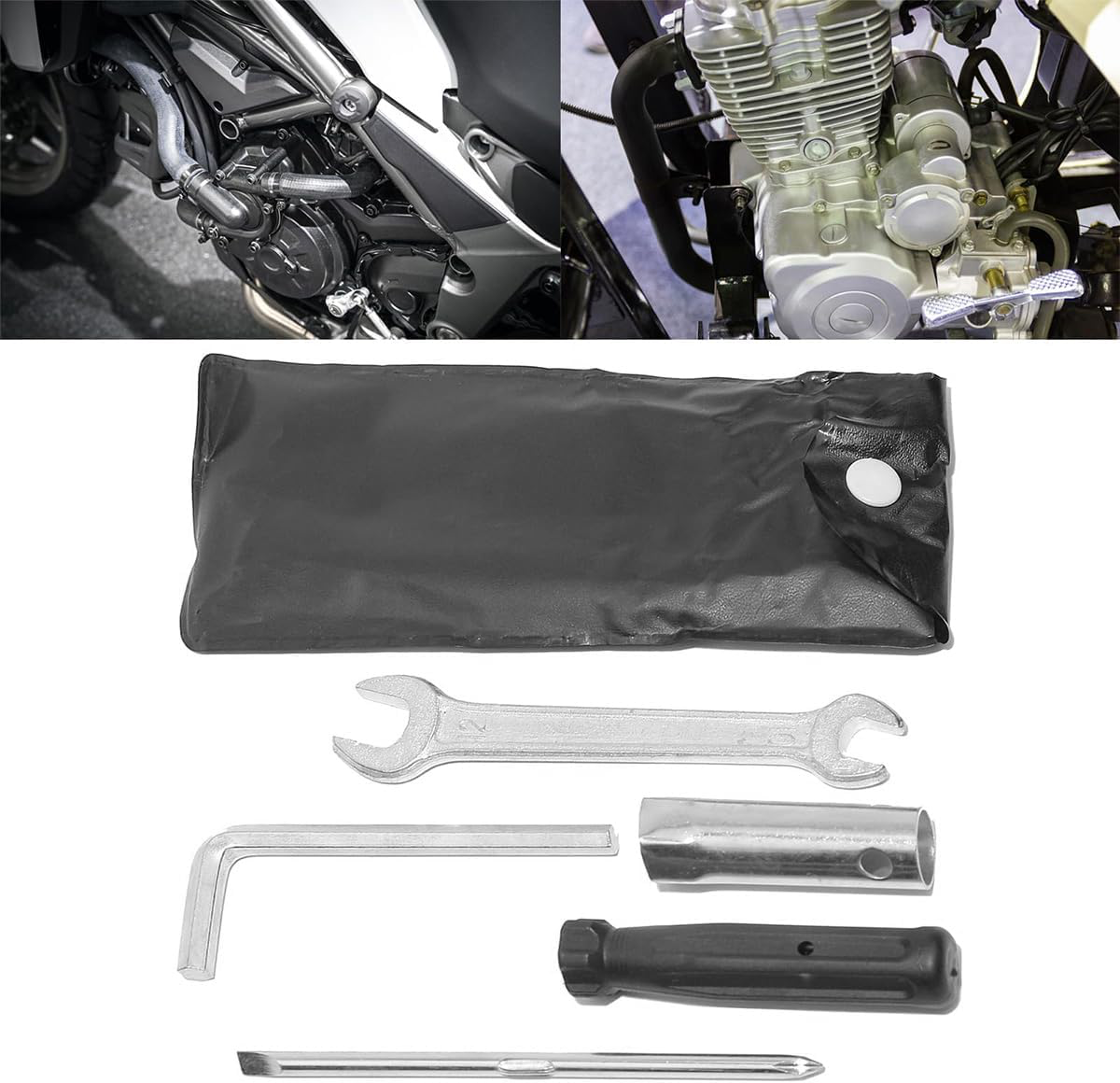 Kit d'outils de réparation de Moto 5 pièces avec Tournevis, Pince, clé, Jeu de Douilles pour Bougies d'allumage, boîte à Outils Portable pour Moto, Scooter et Entretien
