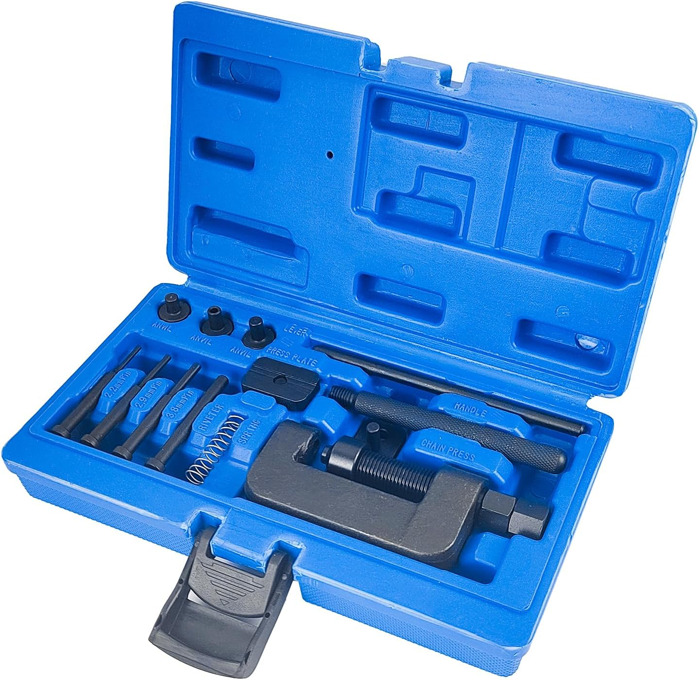 13 Pièces Kit Chaine Moto, Brise Chaîne Outil, Chaîne Rivet Outil, Moto Chaîne Riveteuse Diviseur, Outil de Rivetage, avec 3 Pointes de Séparation, pour Motos, vélo