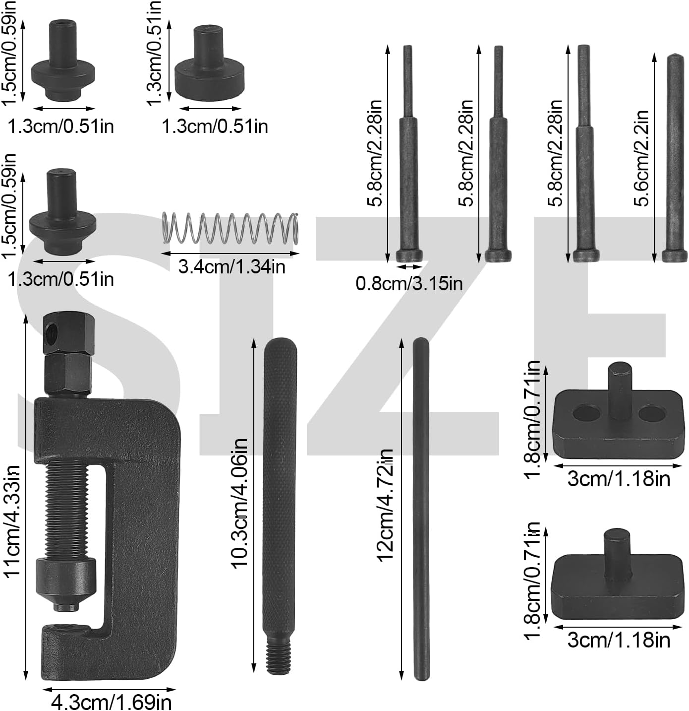 13 Pièces Kit Chaine Moto, Brise Chaîne Outil, Chaîne Rivet Outil, Moto Chaîne Riveteuse Diviseur, Outil de Rivetage, avec 3 Pointes de Séparation, pour Motos, vélo