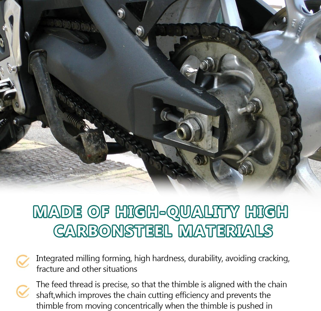 13 Pièces Kit Chaine Moto, Brise Chaîne Outil, Chaîne Rivet Outil, Moto Chaîne Riveteuse Diviseur, Outil de Rivetage, avec 3 Pointes de Séparation, pour Motos, vélo