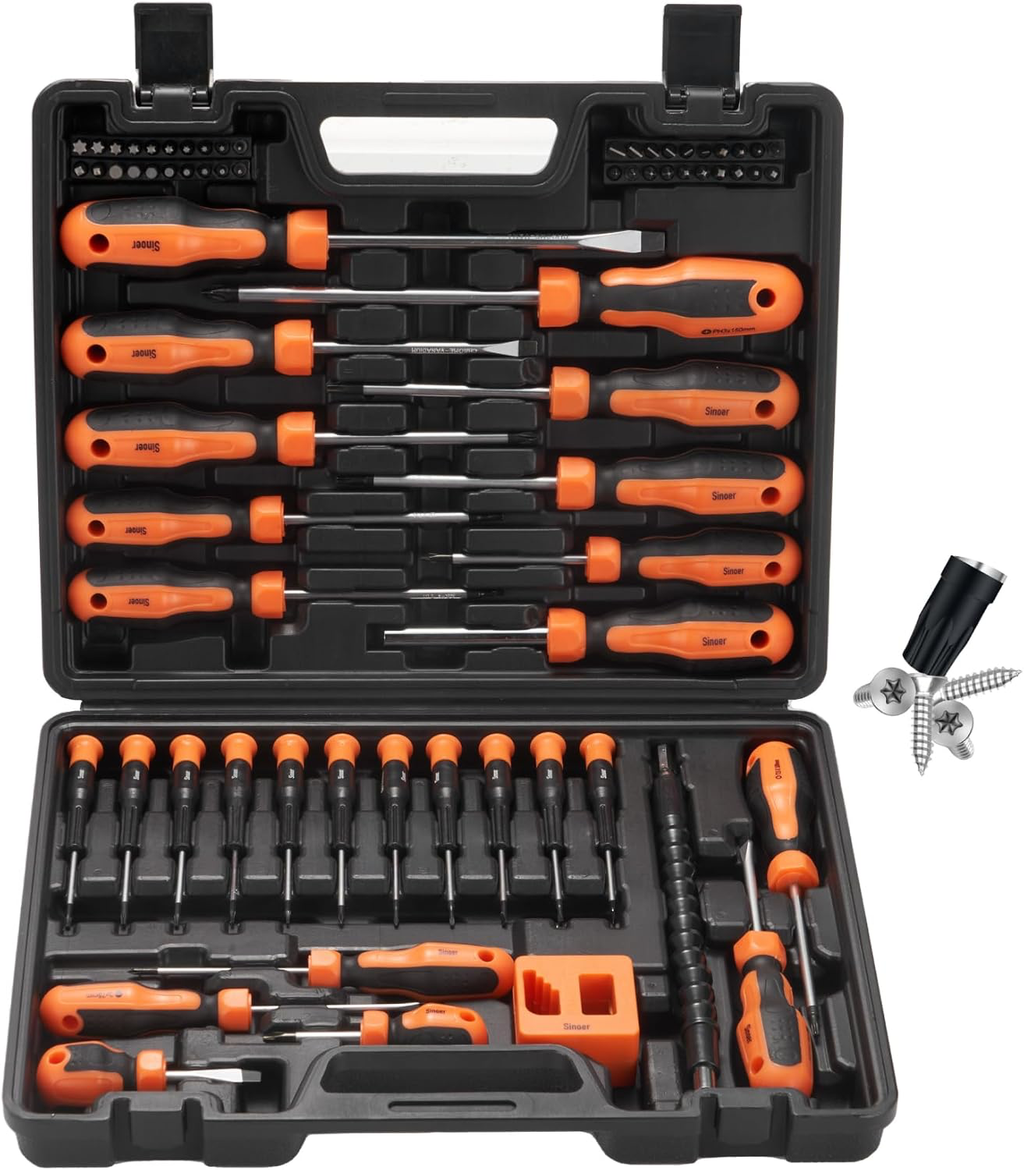 Lot de 70 tournevis magnétiques avec étui, comprend des tournevis à fente, Phillips, Torx, hexagonal, carré, pozidriv et tournevis de précision