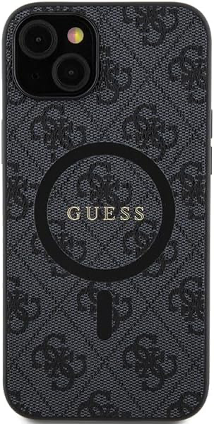 Guess GUHMP15SG4GFRK Coque pour iPhone 15 6,1" Noir Coque rigide 4G Collection Cuir Metal Logo