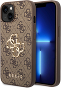 Guess Coque Rigide pour iPhone 15 6,1" Marron 4G Big Metal Logo