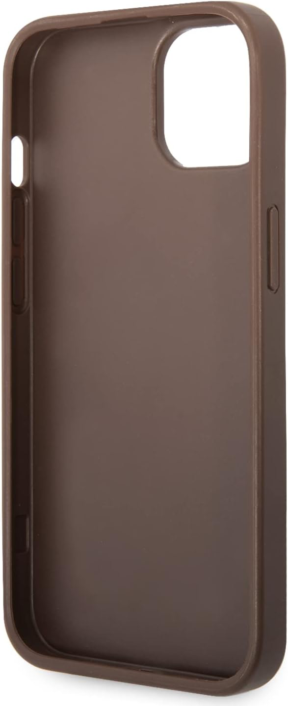 Guess Coque Rigide pour iPhone 15 6,1" Marron 4G Big Metal Logo