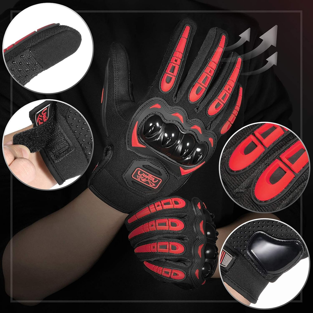 Gants de Moto, Gants à Écran Tactile Plein Doigt pour la Course de Moto, VTT, Escalade, Chasse, Motocross et Autres Sports de Plein Air