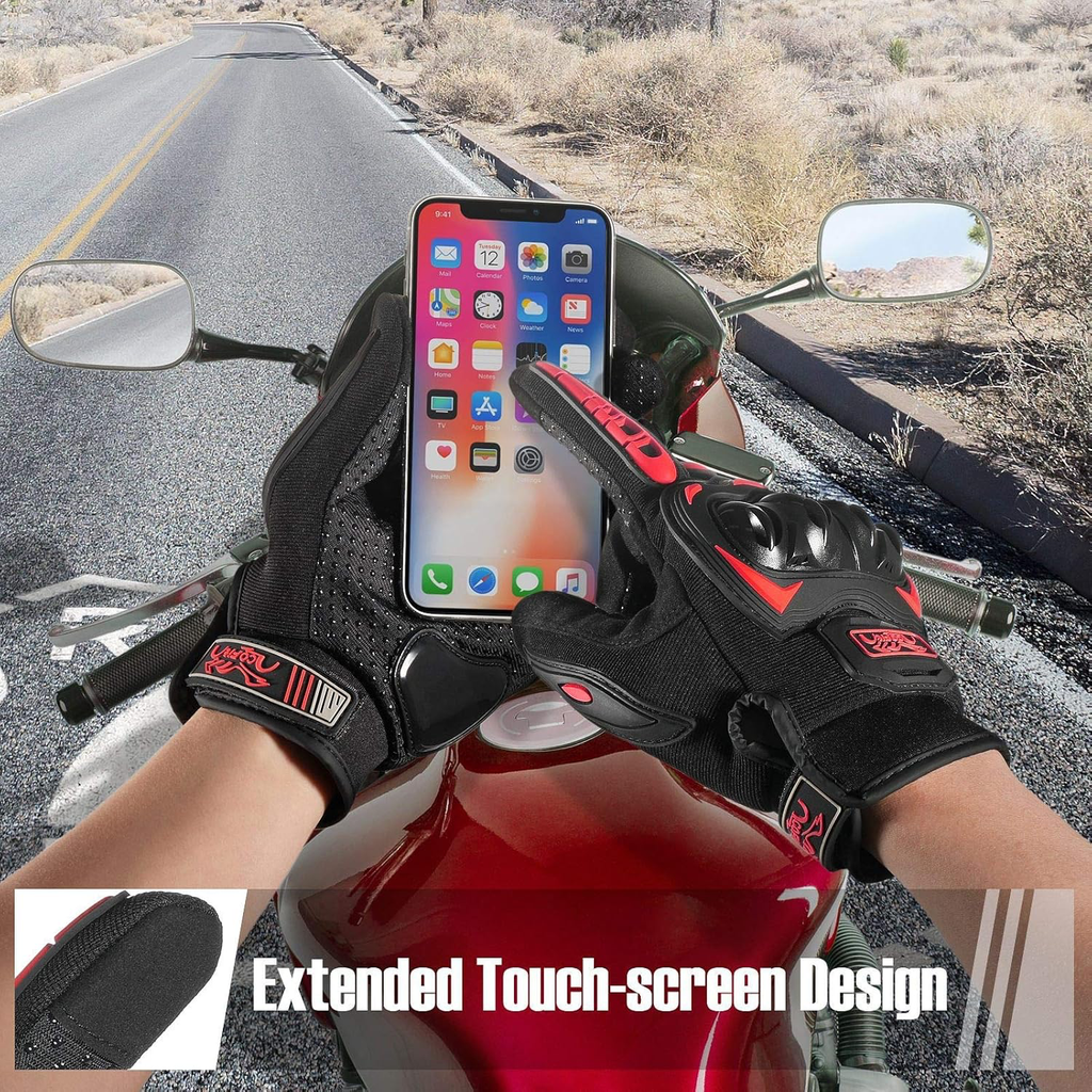 Gants de Moto, Gants à Écran Tactile Plein Doigt pour la Course de Moto, VTT, Escalade, Chasse, Motocross et Autres Sports de Plein Air