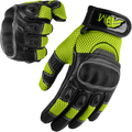 ADM Gants Moto Femme Homologués CE Cuir Été Hiver Mi-Saison Gants Scooter Femme CE Noir & Vert Fluo. Tactiles Souples Respirants