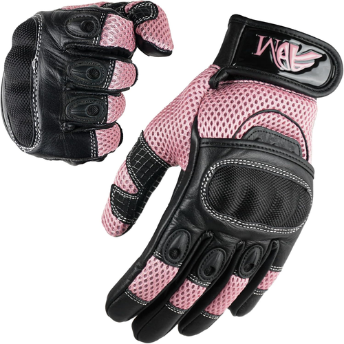 ADM Gants Moto Femme Homologués CE Cuir Été Hiver Mi-Saison Gants Scooter Femme CE Noir & Vert Fluo. Tactiles Souples Respirants