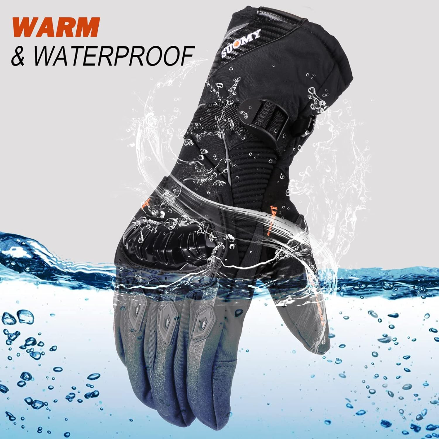 TAGVO Gants d’Hiver Chaud étanche Manches Longues Écran Tactile,Gants Moto épais Coupe-Vent Doigt Protection Résistance Antidérapant Main Protecteur Unisex Sports Ski Snowboard Vélo Alpinisme