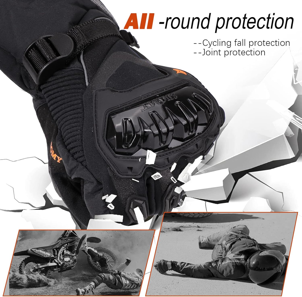 Gants d’Hiver Chaud étanche Manches Longues Écran Tactile,Gants Moto épais Coupe-Vent Doigt Protection Résistance Antidérapant Main Protecteur Unisex Sports Ski Snowboard Vélo Alpinisme