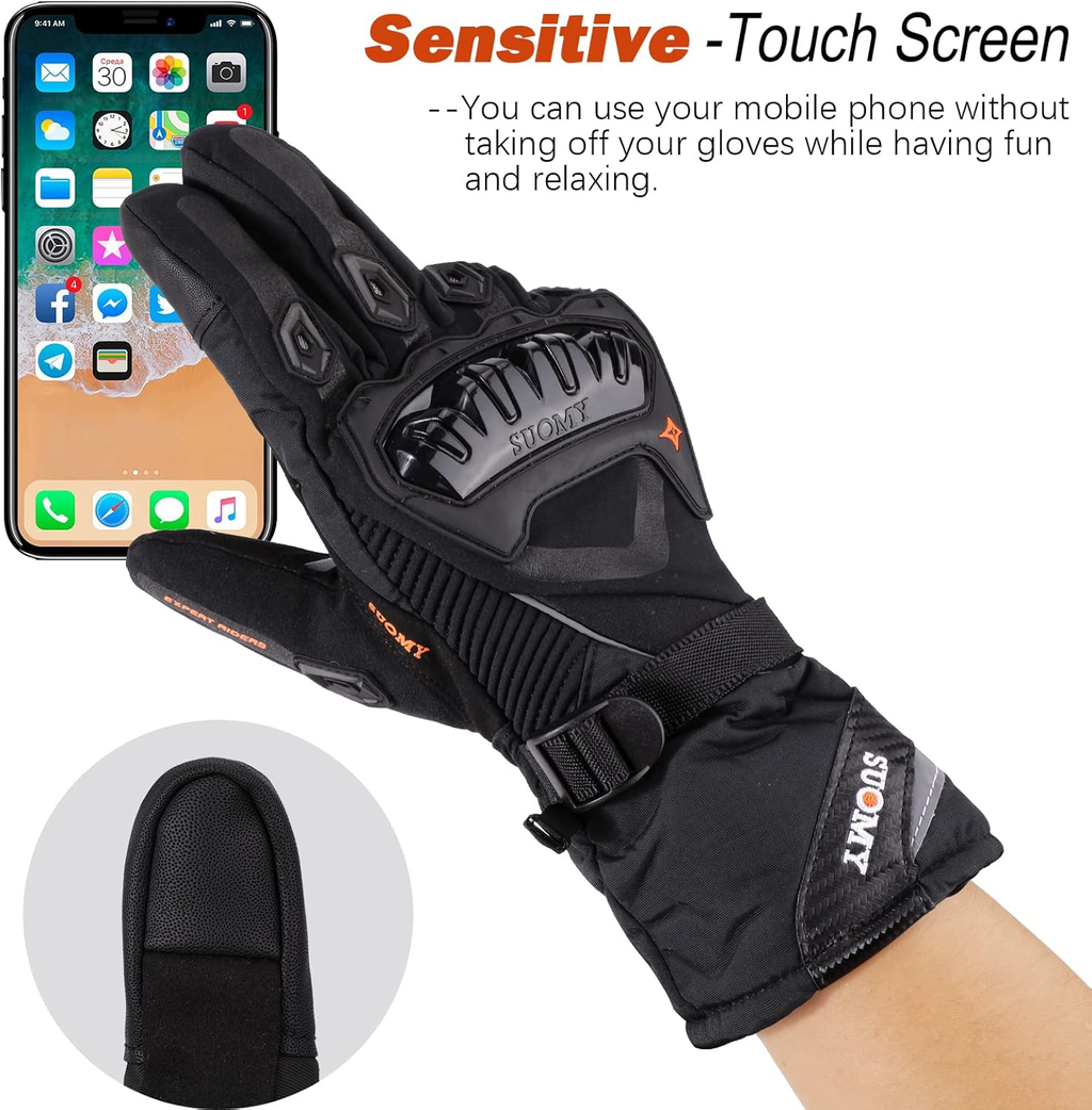 Gants d’Hiver Chaud étanche Manches Longues Écran Tactile,Gants Moto épais Coupe-Vent Doigt Protection Résistance Antidérapant Main Protecteur Unisex Sports Ski Snowboard Vélo Alpinisme