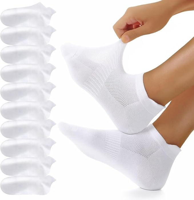 10 Paires Chaussettes Basses Homme Femme, Coton Courtes Chaussettes Basses, Sport Respirant Antiderapante Socquettes