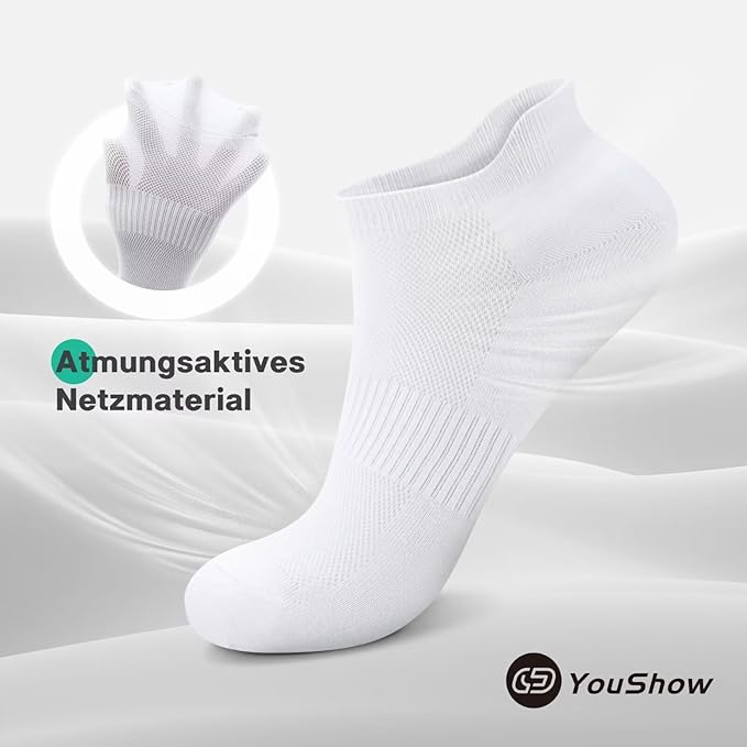 YouShow 10 Paires Chaussettes Basses Homme Femme, Coton Courtes Chaussettes Basses, Sport Respirant Antiderapante Socquettes
