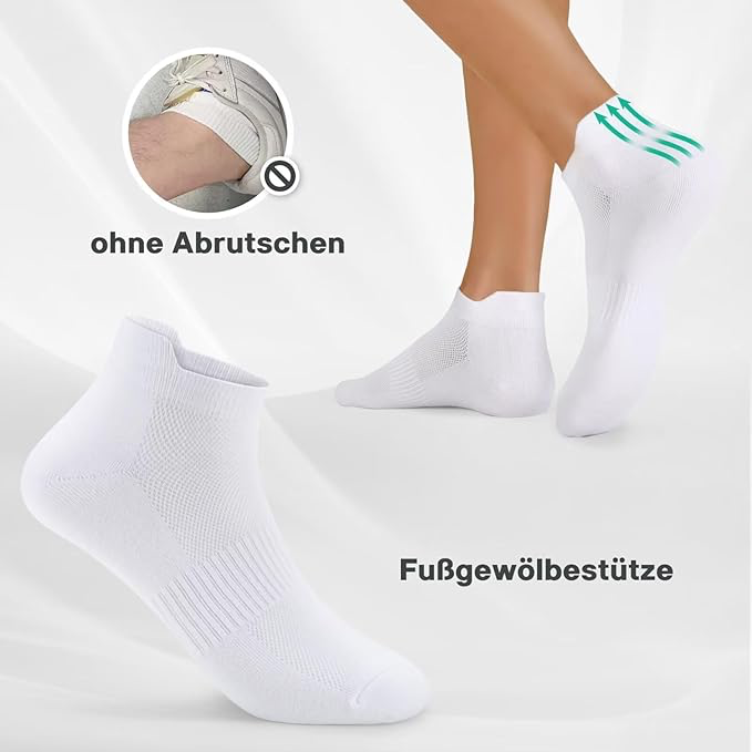 10 Paires Chaussettes Basses Homme Femme, Coton Courtes Chaussettes Basses, Sport Respirant Antiderapante Socquettes