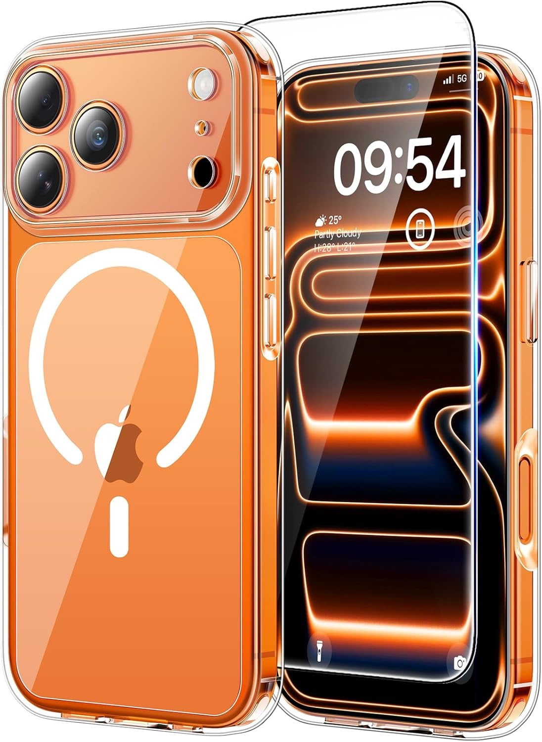 TAURI Coque Magnétique pour iPhone 17 Pro Max avec Protection écran,Protection Totale de la Caméra, [Compatible avec MagSafe] Protection Militaire Anti-Choc Mince - Transparent