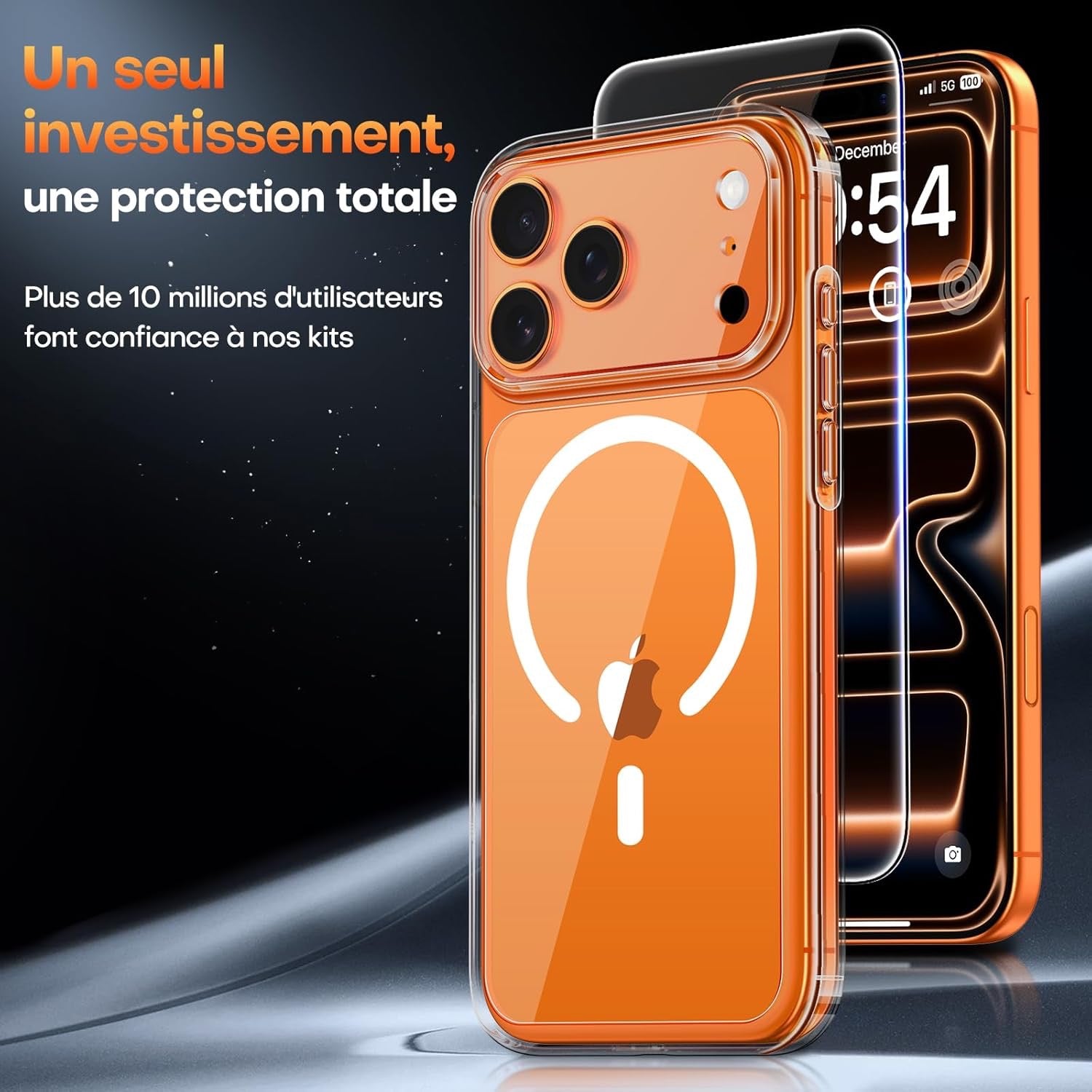 Coque Magnétique pour iPhone 17 Pro avec Protection écran,Protection Totale de la Caméra, [Compatible avec MagSafe] Protection Militaire Anti-Choc Mince - Transparent