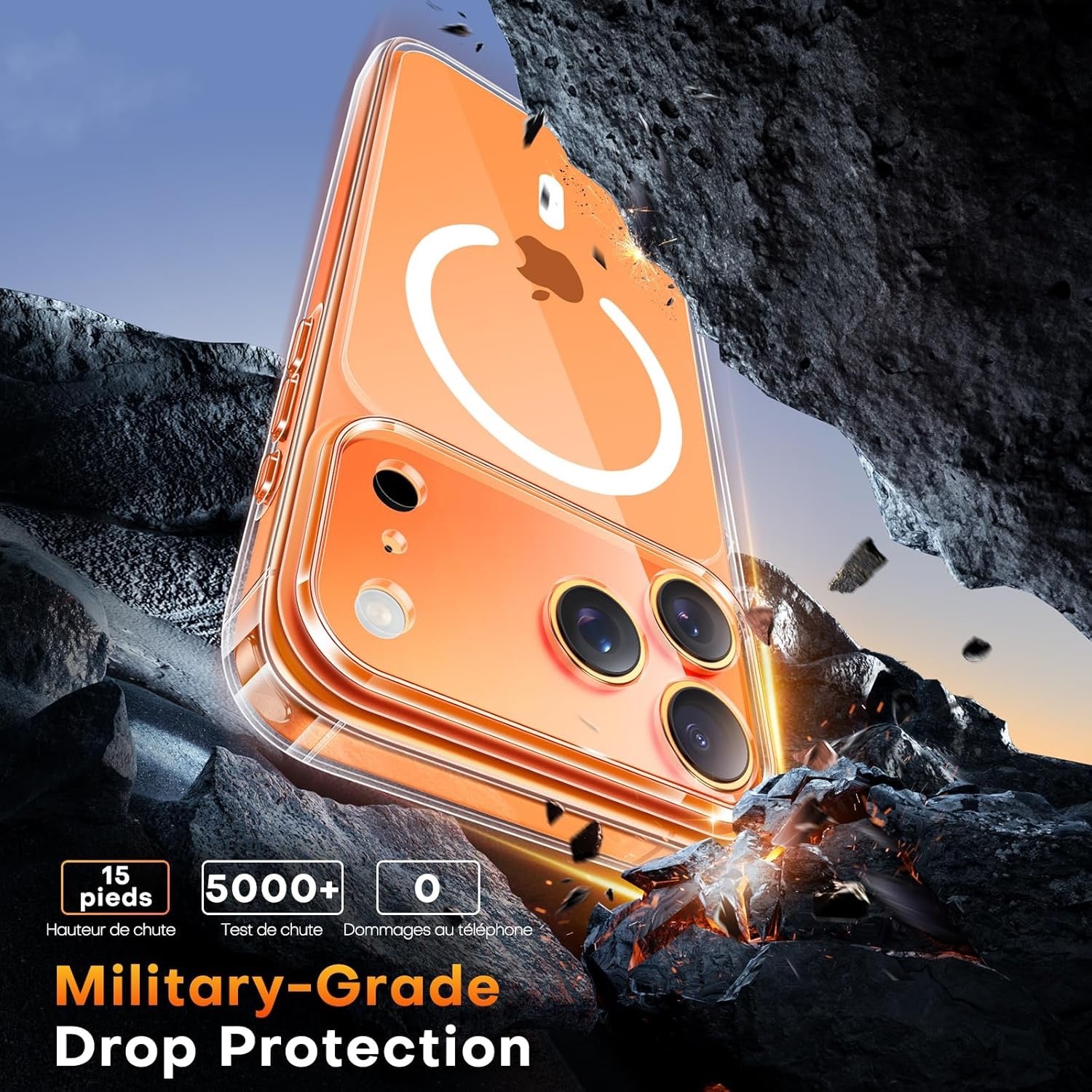 Coque Magnétique pour iPhone 17 Pro Max avec Protection écran,Protection Totale de la Caméra, [Compatible avec MagSafe] Protection Militaire Anti-Choc Mince - Transparent