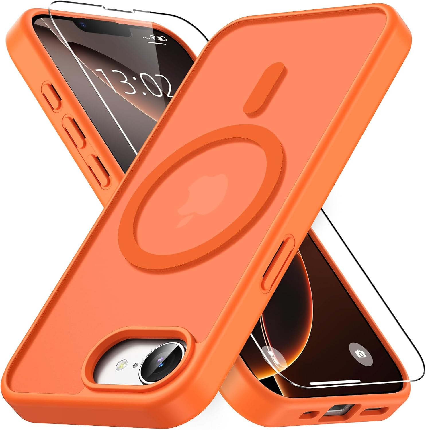 Coque magnétique pour iPhone 16e avec 1 Verre Trempé, Compatible avec MagSafe, Protection Contre Les Chutes de qualité Militaire, Coque Mat Translucide Fine Antichoc