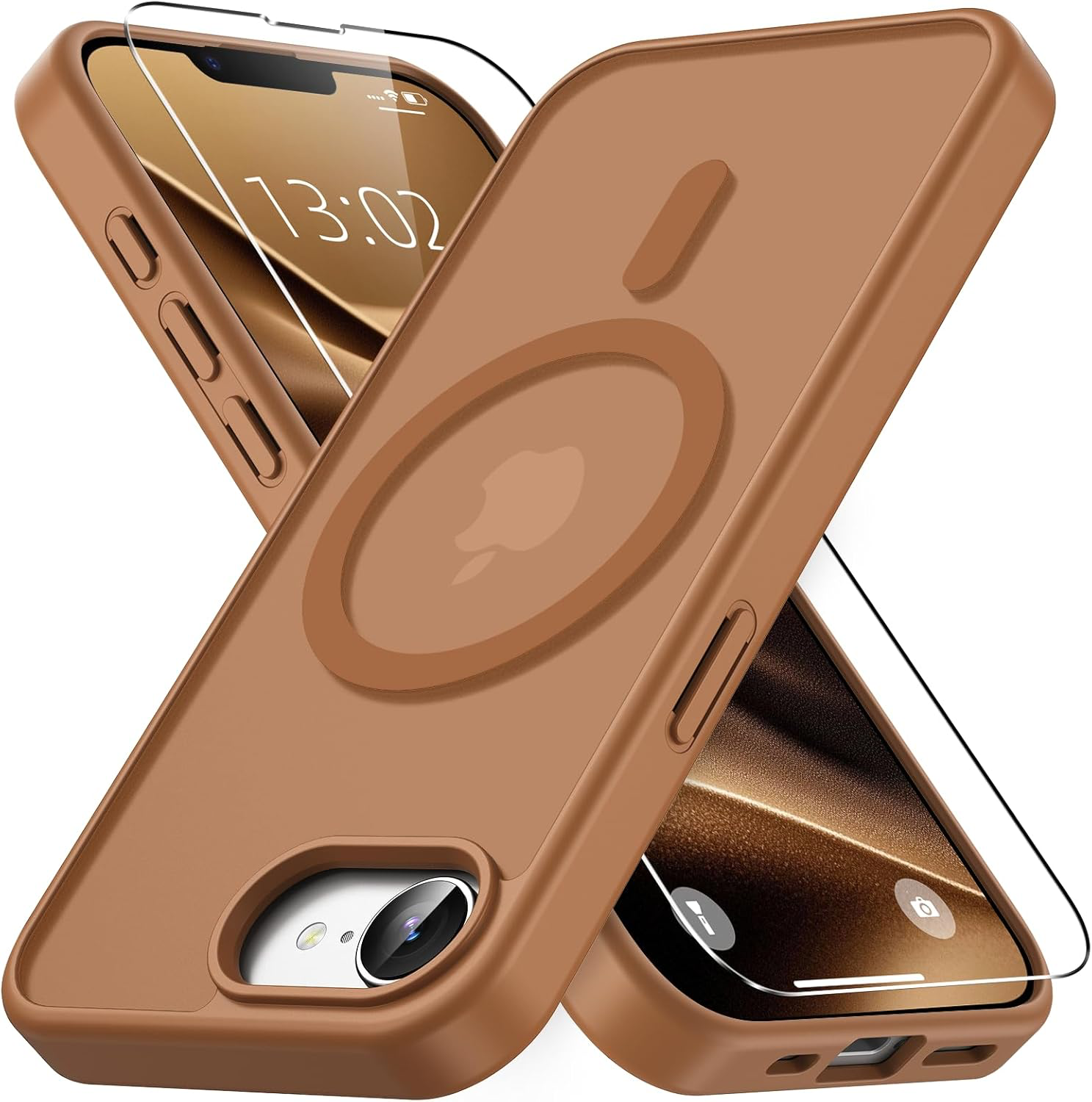 Coque magnétique pour iPhone 16e avec 1 Verre Trempé, Compatible avec MagSafe, Protection Contre Les Chutes de qualité Militaire, Coque Mat Translucide Fine Antichoc